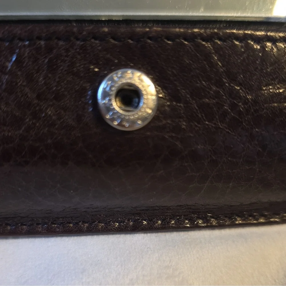 Vintage Brighton Brown Leather Lipstick Holder Case with Mirror Compact Travel